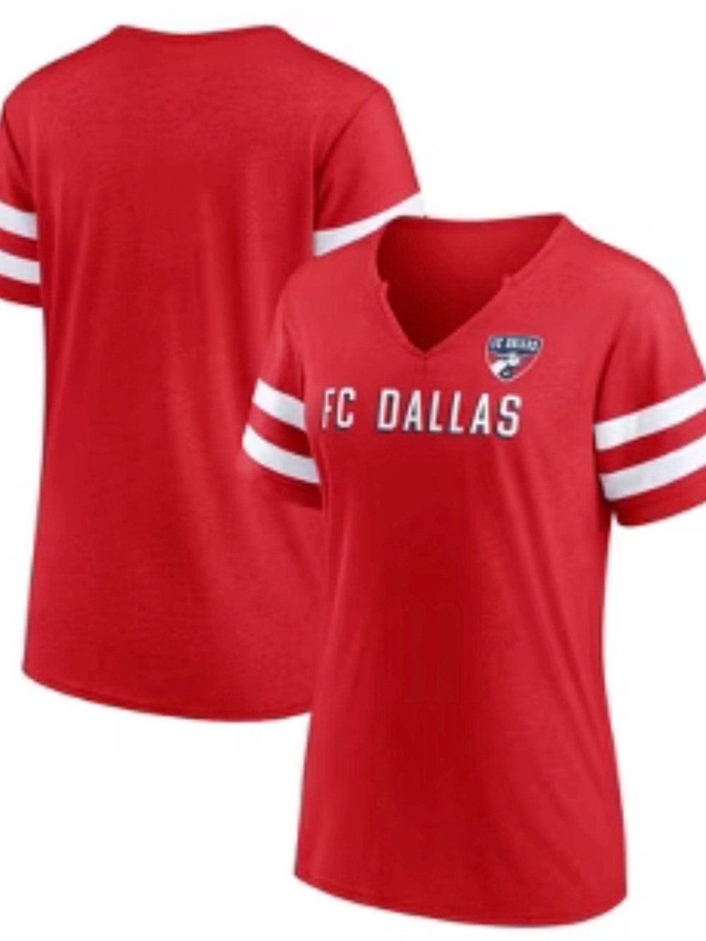 FC Dallas Women’s Red Short V-Neck Long Sleeve Tee